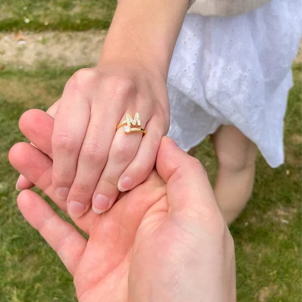 Antique Accessories INITIAL LETTERS RING WITH CUBIC ZIRCON