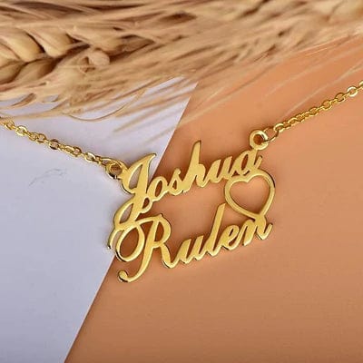 Antique Accessories PERSONALIZED  HEART NAME NECKLACE, 24K GOLD