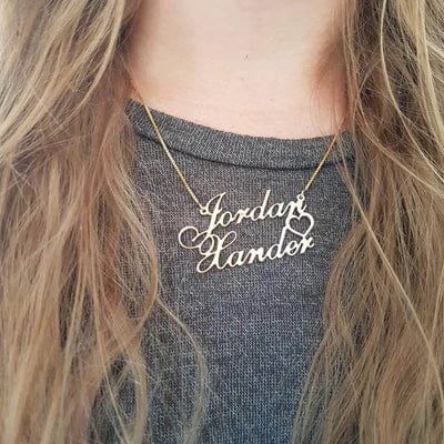 Antique Accessories PERSONALIZED  HEART NAME NECKLACE, 24K GOLD
