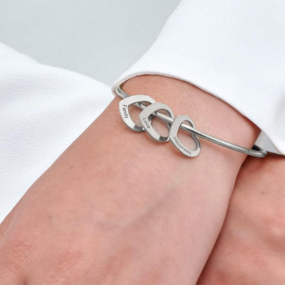 AntiqueAccesories Bangle Bracelet with Heart Shape Pendants