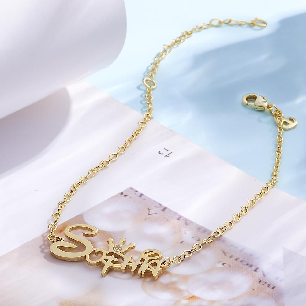 AntiqueAccesories Custom Name Bracelet Disney Princess Bracelet