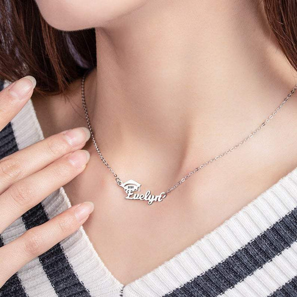 AntiqueAccesories Personalized Bachelor Cap Name Necklace