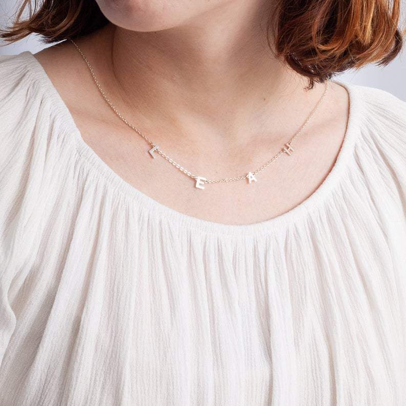 AntiqueAccesories Silver Customize Initial Necklace